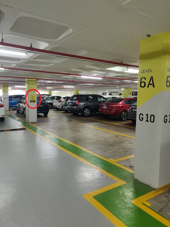 The only indication that this is an OKU parking bay was a small sign on a pillar.