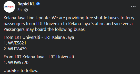 The Kelana Jaya LRT line experienced service disruptions that led to overcrowding at train platforms earlier today. Image credits: Rapid KL