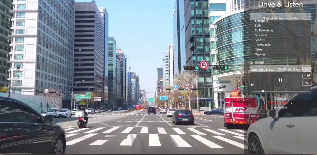 Drive & Listen' app takes you on a virtual car ride through cities