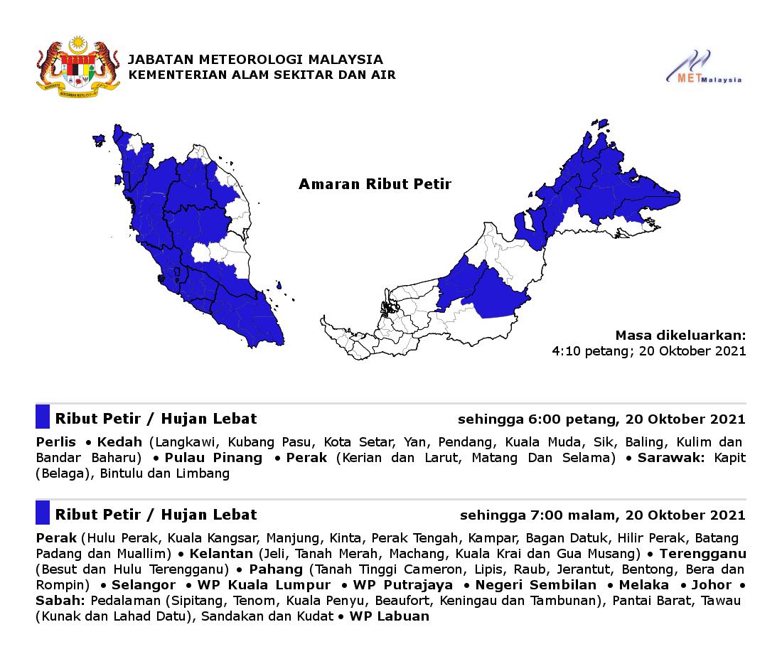 A map showing areas expecting storms on September 20th 2021.