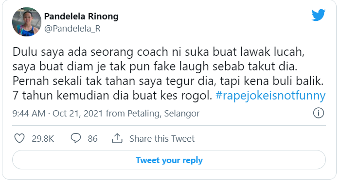 Datuk Pandalela speaking on the matter of rape jokes.
