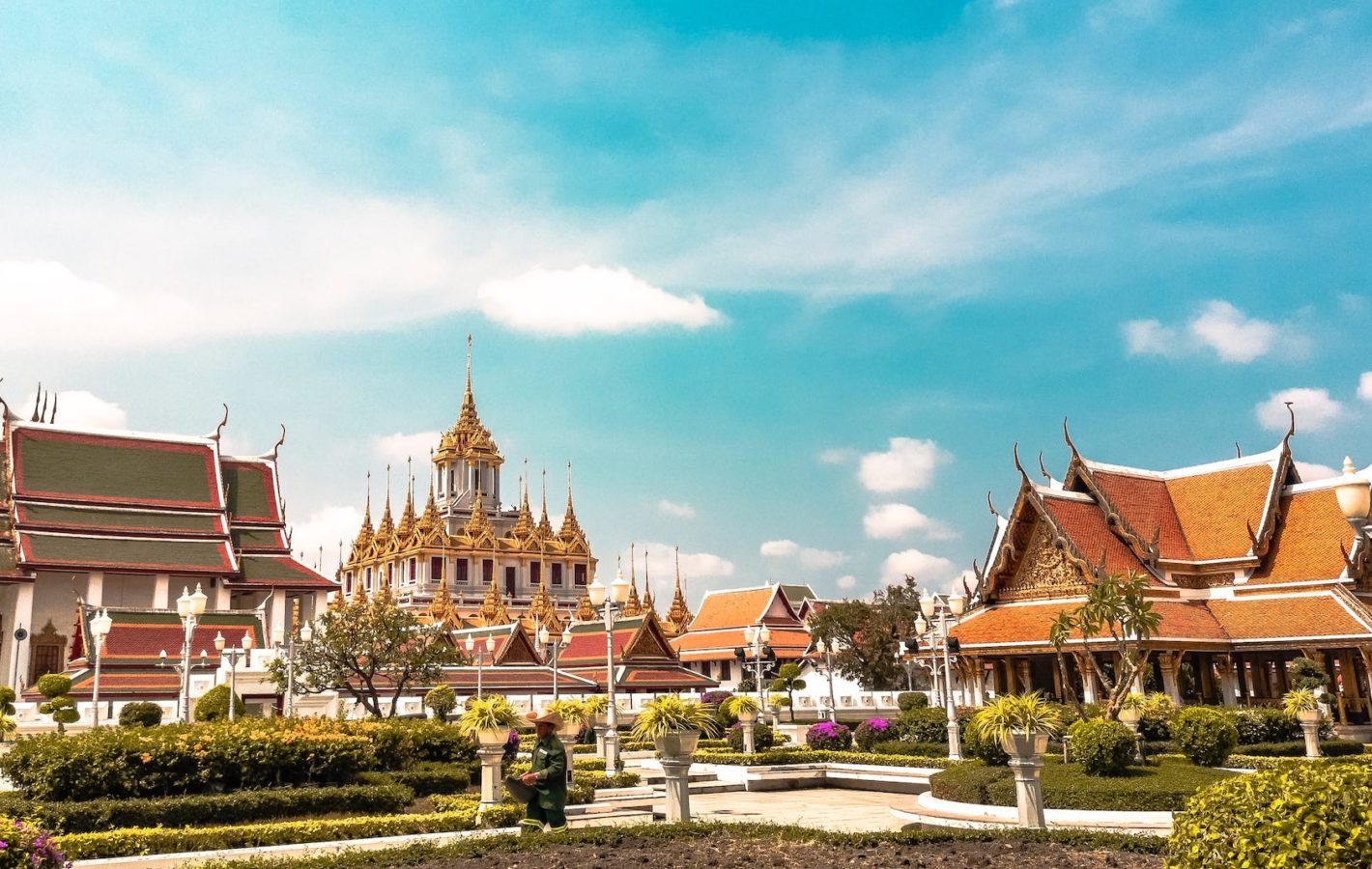 A landscape of temples in Thailand.