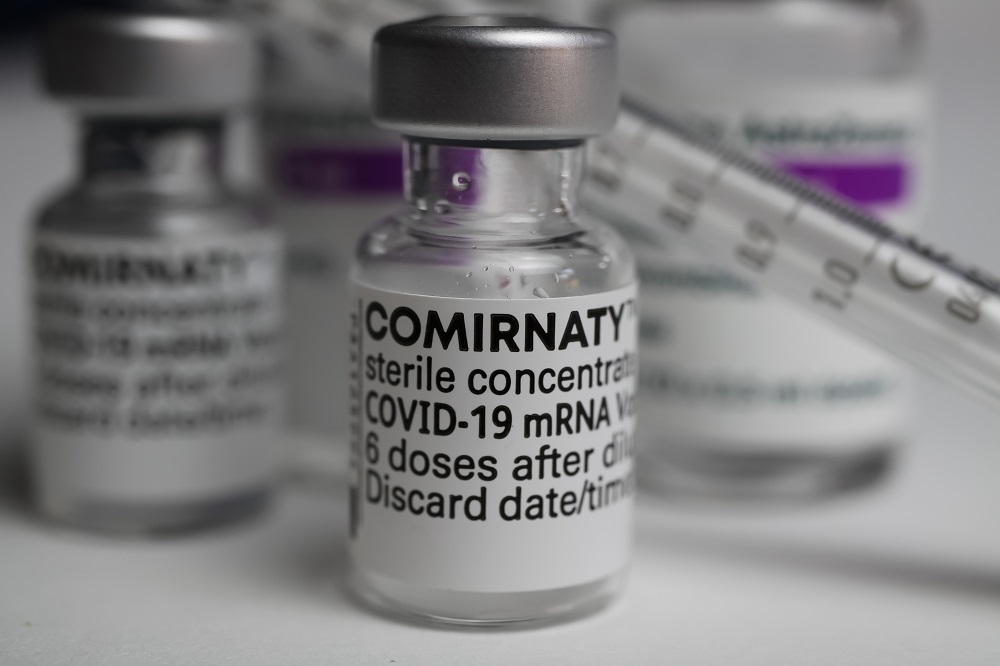 A photo of the Comirnaty Vaccine used as a booster shot.