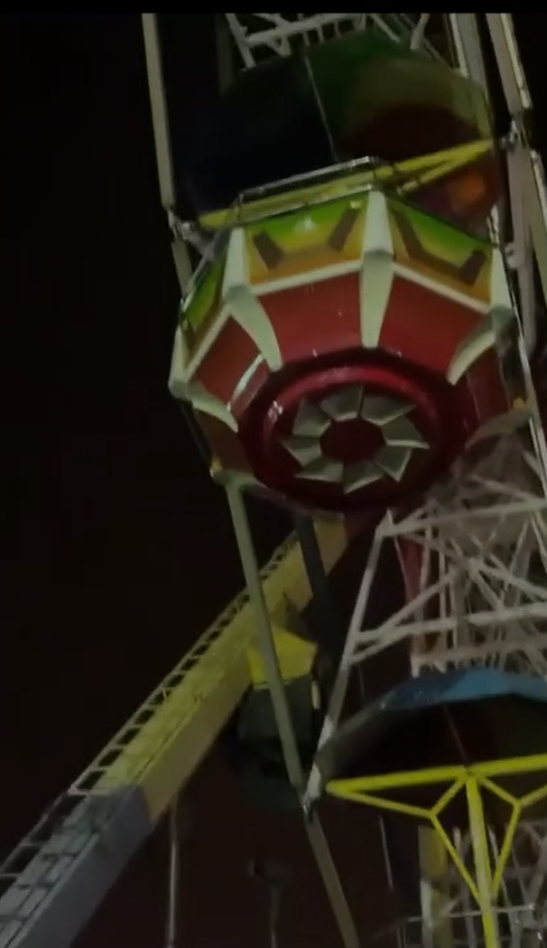 A view of one of the gondolas on the Ferris wheel.