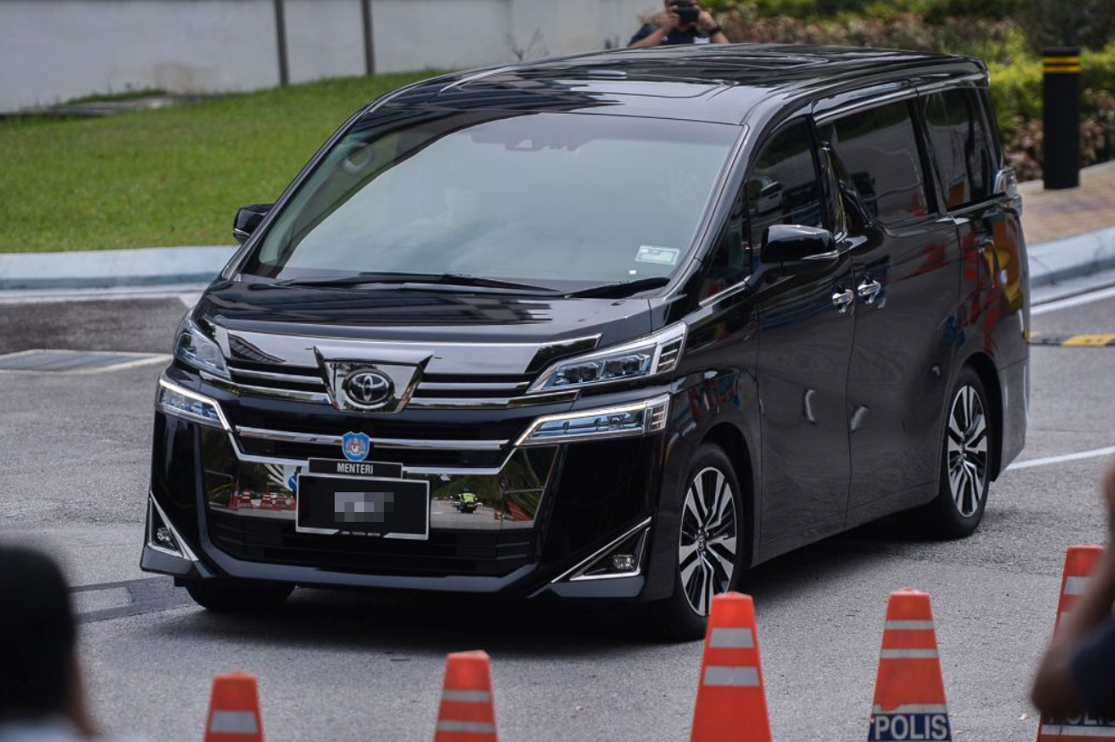 A Toyota Vellfire used for official duty.