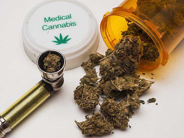 A bottle of medical cannabis. 