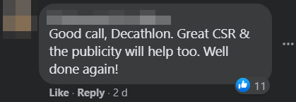Netizens praising Decathlon for their generosity.