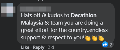 Netizens praising Decathlon for their generosity.