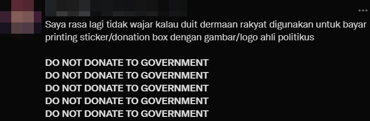 Netizens explaining why you should not donate to the government.