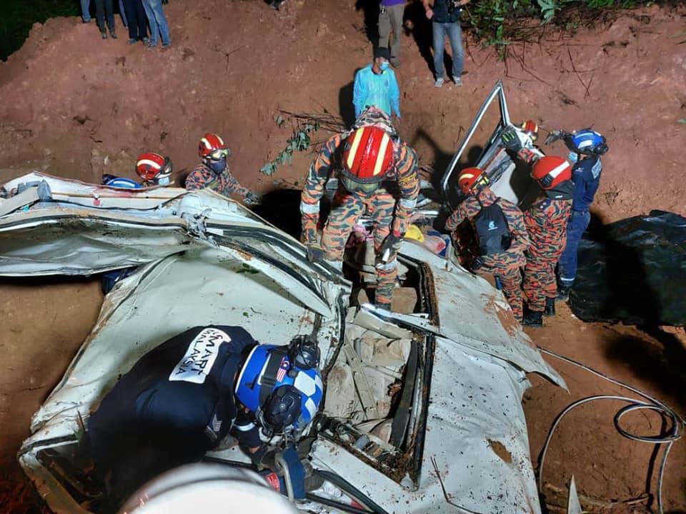 The crushed vehicles after the Cameron Highlands landslide.