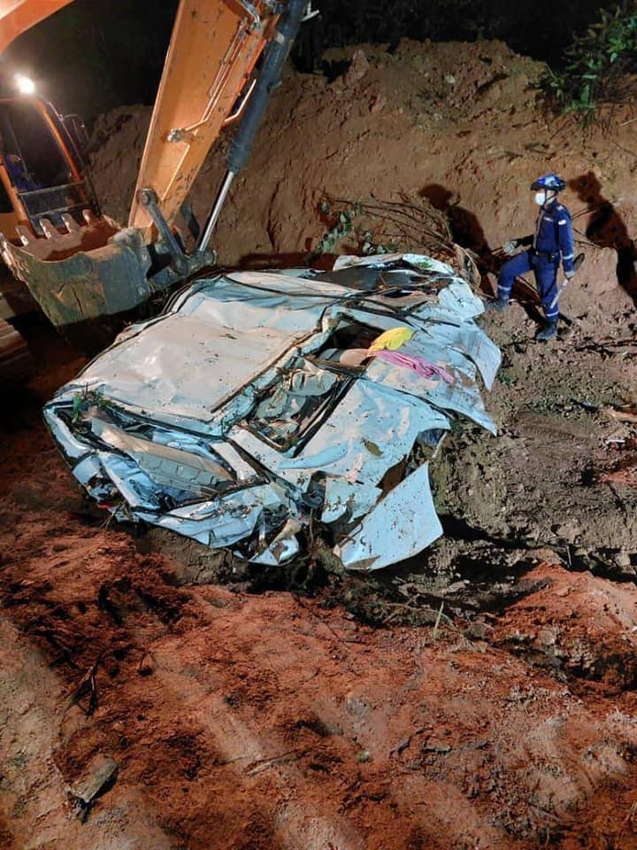 The crushed vehicles after the Cameron Highlands landslide.