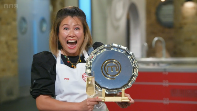 Ping Coombes with her Champion of Champions Masterchef trophy.