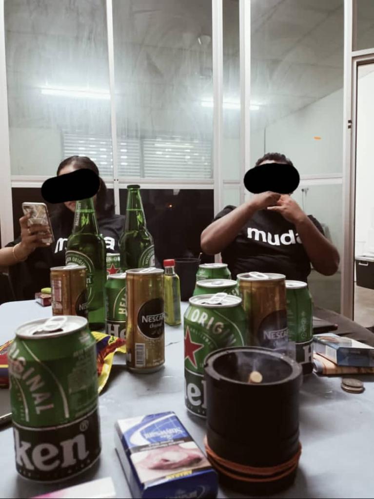 Photos that allege MUDA party members were using funds to purchase alcohol.