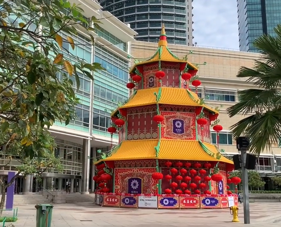 The KLCC Pagoda with a new coat of paint.