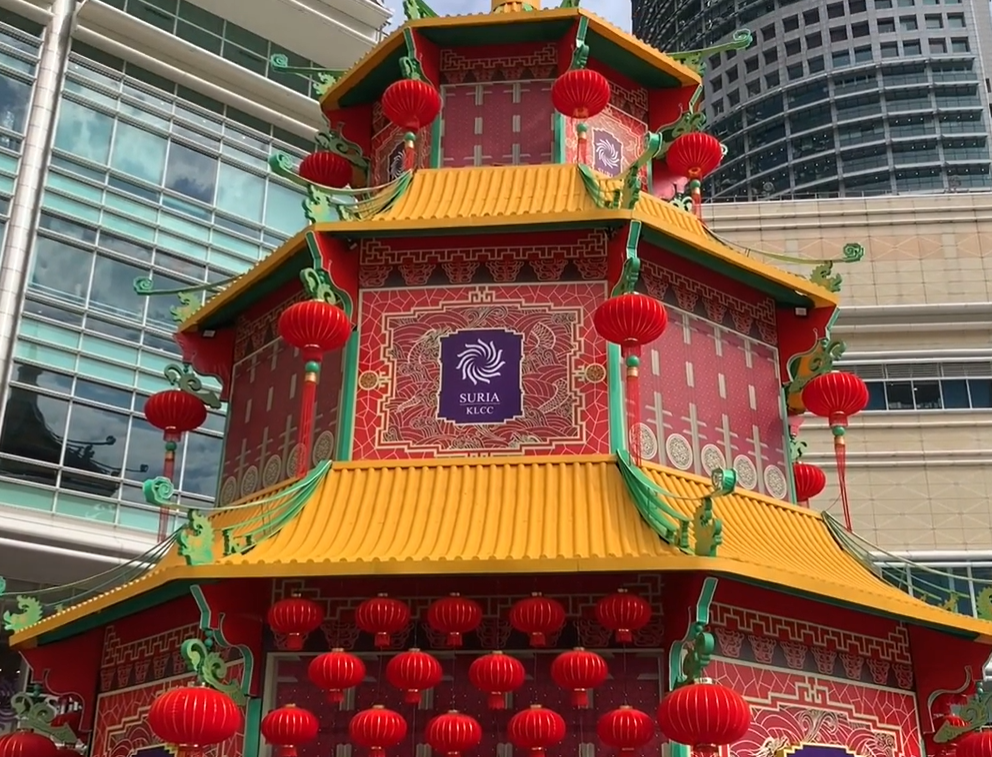 The KLCC Pagoda with a new coat of paint.