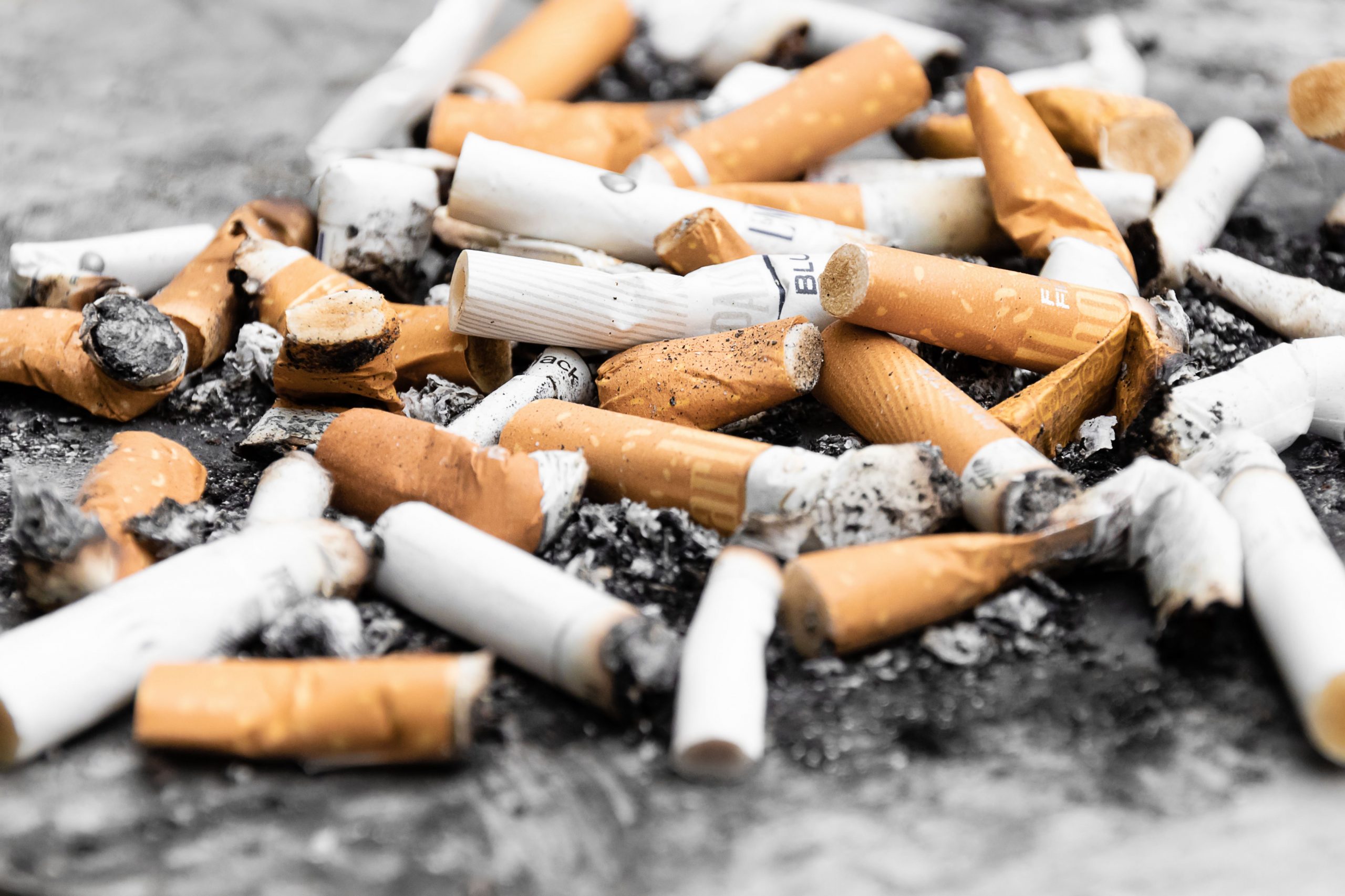 A pile of cigarette butts.