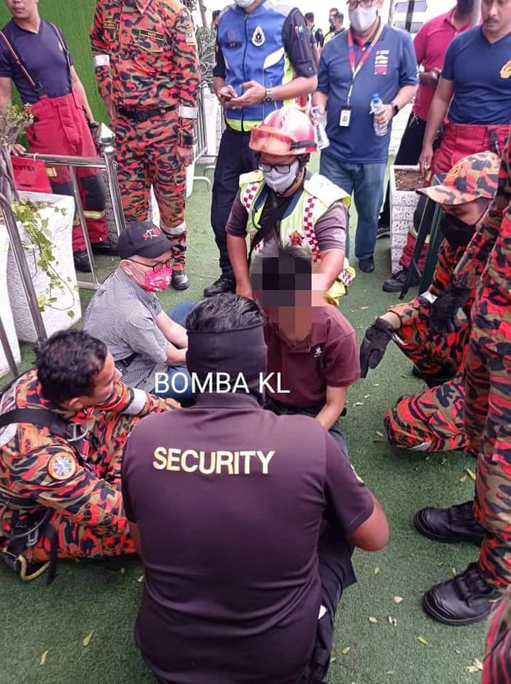 The young man that was successfully saved by firefighters from KL Tower's Sky Deck.