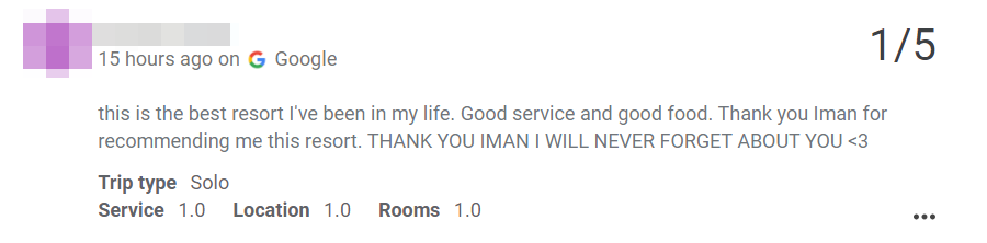 SPM students took to Google Reviews to bombard the resort's page with 1-star ratings.