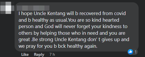 Netizens have taken to the comments section to wish Uncle Kentang a speedy recovery.