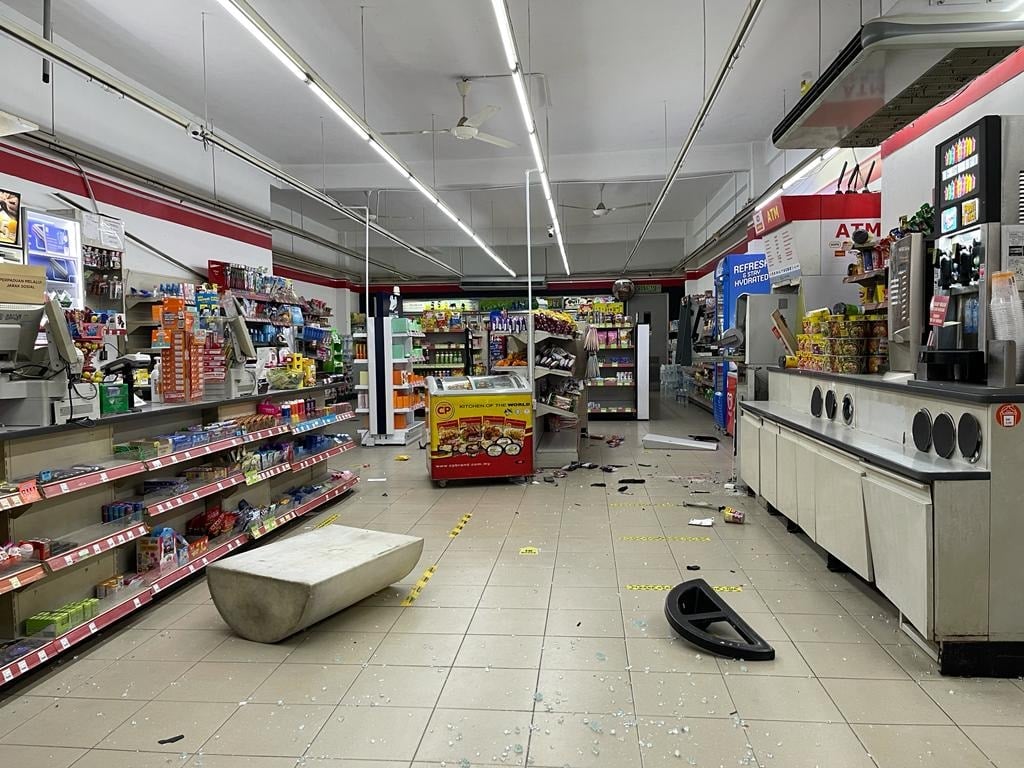 Items were rattled and shaken off store shelves by the explosion