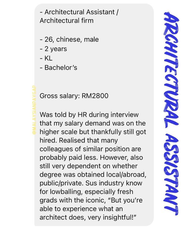 Submissions from the @malaysianpaygap Instagram page don't just provide insights into the pay grades currently offered by various industries, they also help paint a clearer picture concerning the realities of work life in many roles. Source: @malaysianpaygap via Instagram