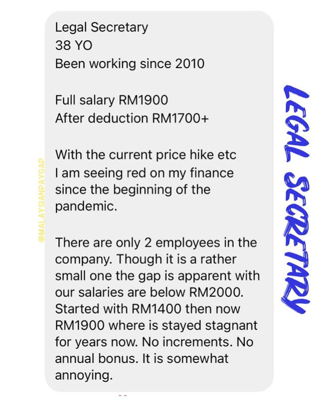 Submissions from the @malaysianpaygap Instagram page don't just provide insights into the pay grades currently offered by various industries, they also help paint a clearer picture concerning the realities of work life in many roles. Source: @malaysianpaygap via Instagram