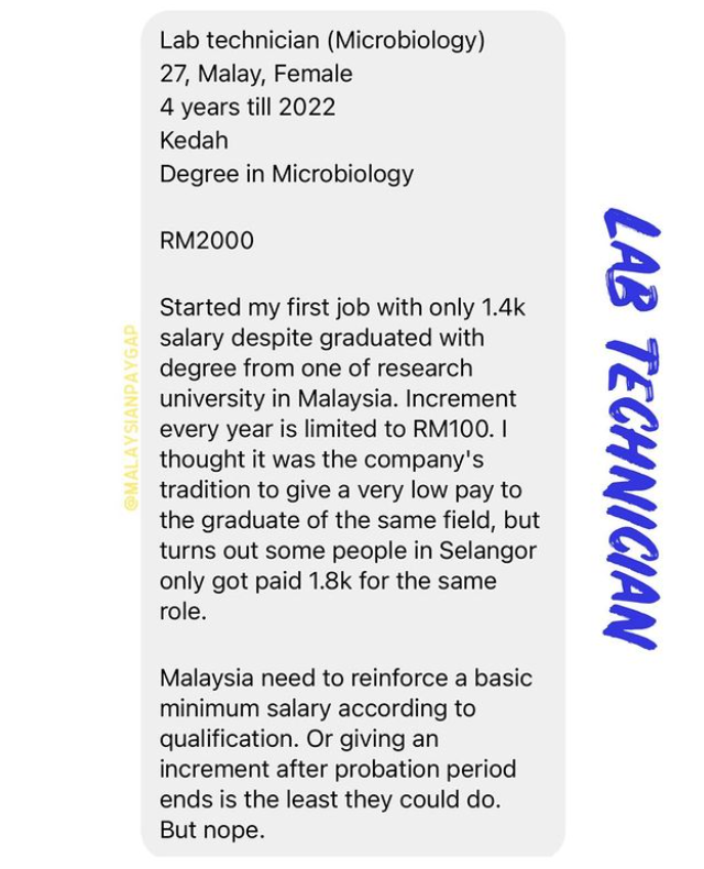 Submissions from the @malaysianpaygap Instagram page don't just provide insights into the pay grades currently offered by various industries, they also help paint a clearer picture concerning the realities of work life in many roles. Source: @malaysianpaygap via Instagram