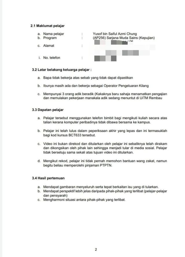 UiTM has conducted investigations in the matter and published their findings in a statement. Source: UiTM