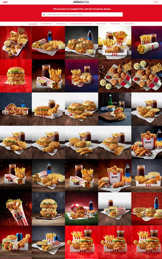 KFC knows that some businesses are secretly stealing their images for their own use, which is why they've set up a stock image repository to share them with everyone for free! Source: Nmia 尼未亞