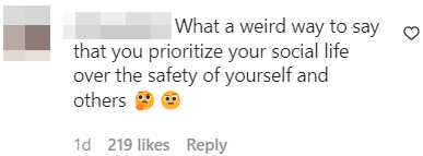 The physician's comment has garnered flak from social media users, many of whom stated that those who have yet to be infected by COVID managed to do so due to added precautions. Source: Instagram