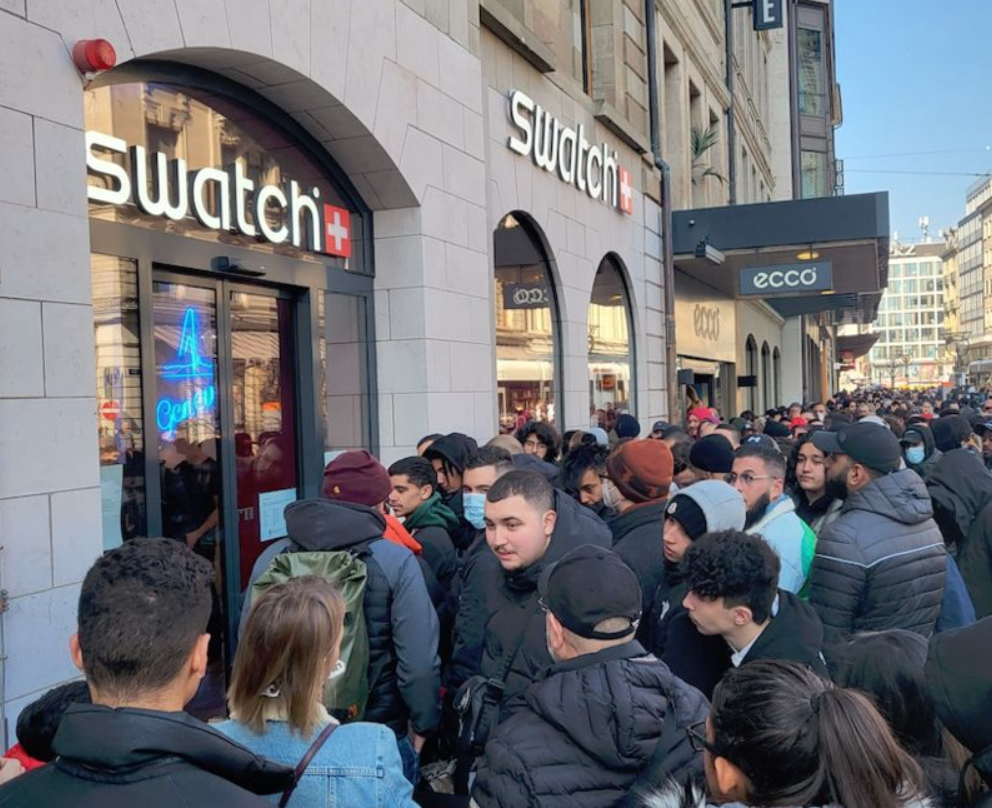 Crowds were also seen outside Swatch stores in Switzerland. Source: Bloomberg