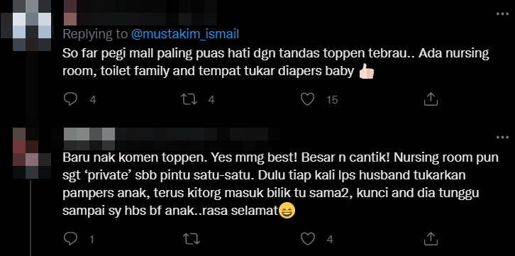 Netizens have also suggested other locations that have made an effort to provide diaper changing rooms for both parents. Source: Twitter