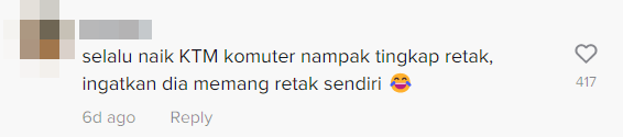 Netizens have shown support for Pak Su and shared similar experiences in finding cracked windows on KTM train carriages. Source: TikTok