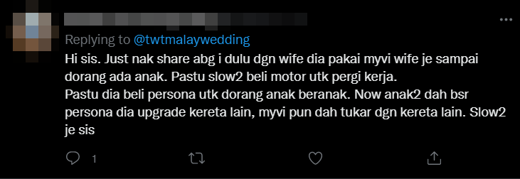 Netizens have advised the couple to spend within their means, pointing out how there was nothing wrong in owning a Myvi. Source: Twitter
