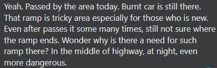 Netizens have raised concerns over the ramps used along the affected stretch of the New-Pantai Expressway. Source: SJ Echo | Facebook