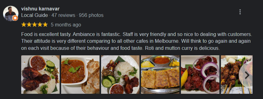The RotiBar has been well-received by diners, and has a 4.5 star rating on Google Reviews. Source: Google
