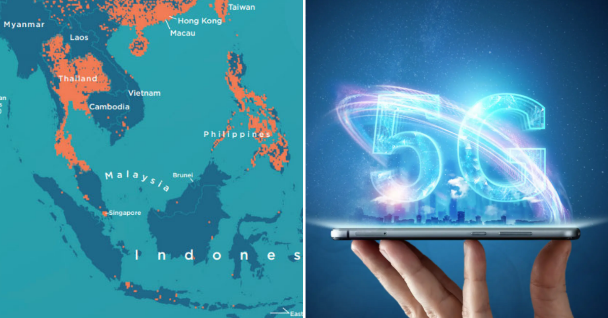 5G coverage map shows Thailand & SG light up with coverage but not M