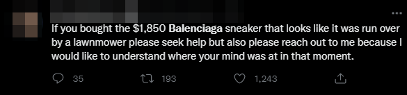 Netizens have mocked the Balenciaga sneakers online, while calling out the brand for glamourizing poverty. Image credits: Twitter