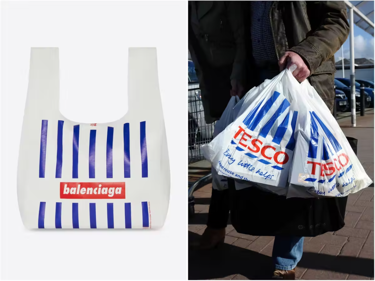 Balenciaga previously sold leather totes that mimicked plastic bags from supermarket chains. Image credit: The Independent