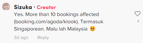 One of the affected hotel guests explained that hotel staff were not helpful, and that they were fully aware of the bookings made through sites such as Agoda, Klook, and Booking.com. Image credit: Sizukaachan