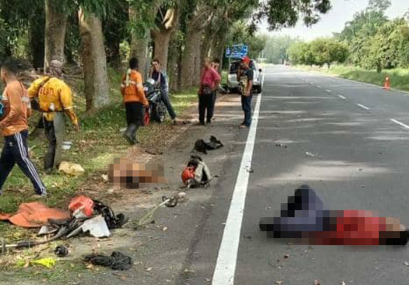 Two grass cutters died as a result of the crash. Image credit: Utusan Malaysia