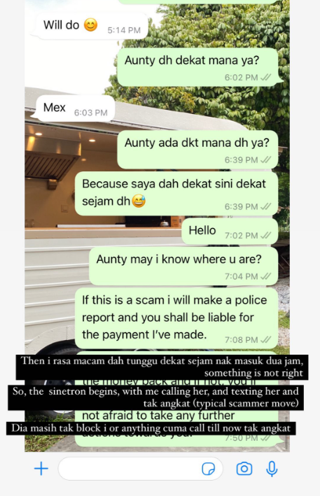 Amirah was left waiting at the apartment for over an hour, with the scammer ignoring her calls and texts. Image credit: The scammer introduced herself as a practicing doctor. Image credit: @amirahqisthinx