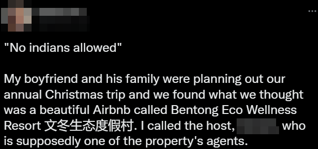 A netizen recently accused an Airbnb host of racism after he refused to rent his property out to Indians. Image credit: Twitter
