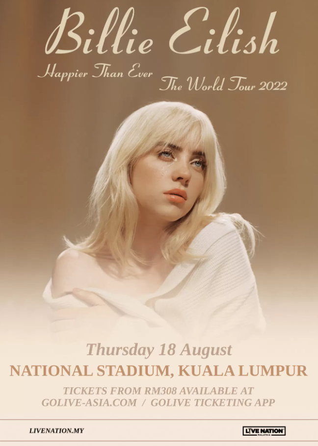Billie Eilish will be performing in Malaysia this 18th August 2022. Image credit: Live Nation