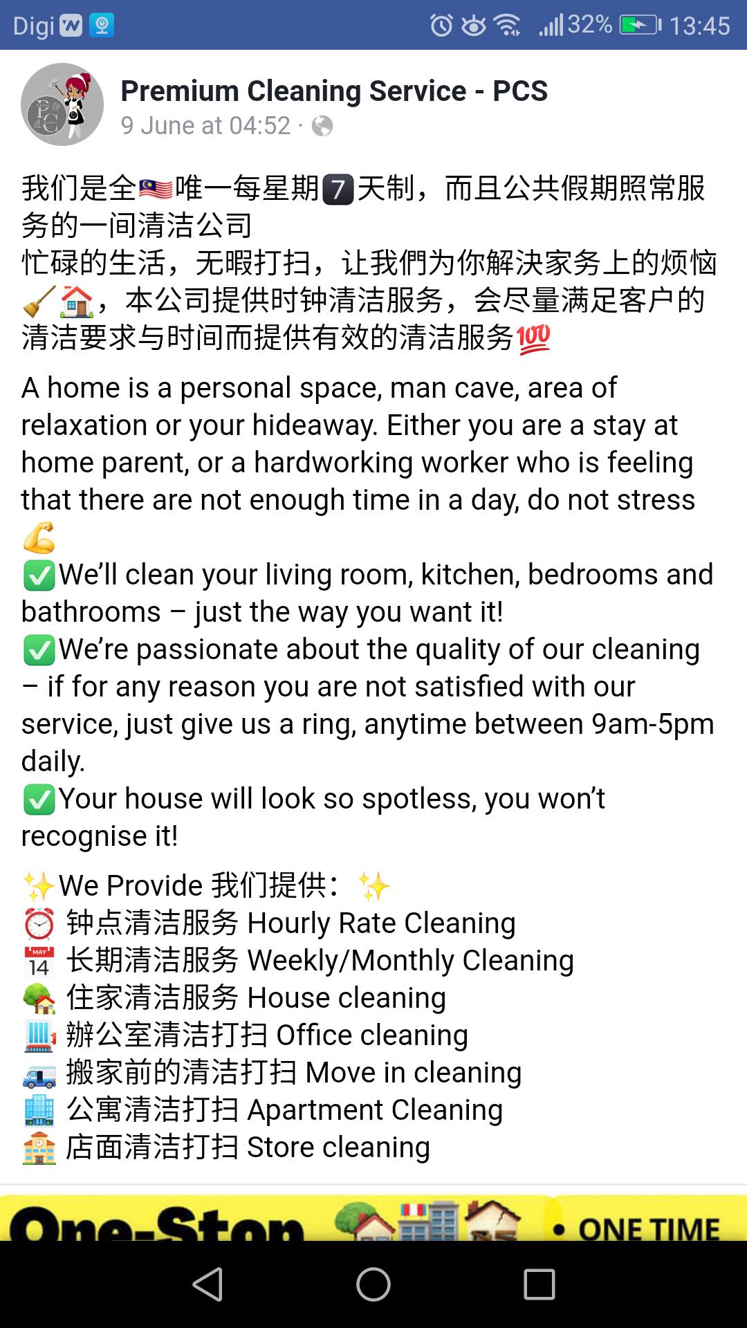 Facebook user Leng shares how a 'cleaning company' on Facebook scammed her of her money in minutes. Image credit: HL Leng