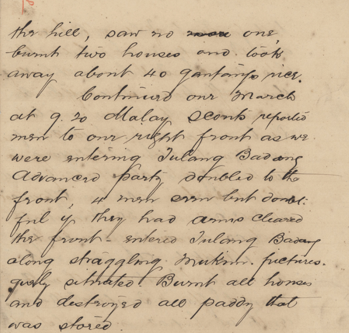 A report dated 24th May, 1892 which describes how Mat Kialu's village was razed by the British. Image credit: National Archives of Malaysia