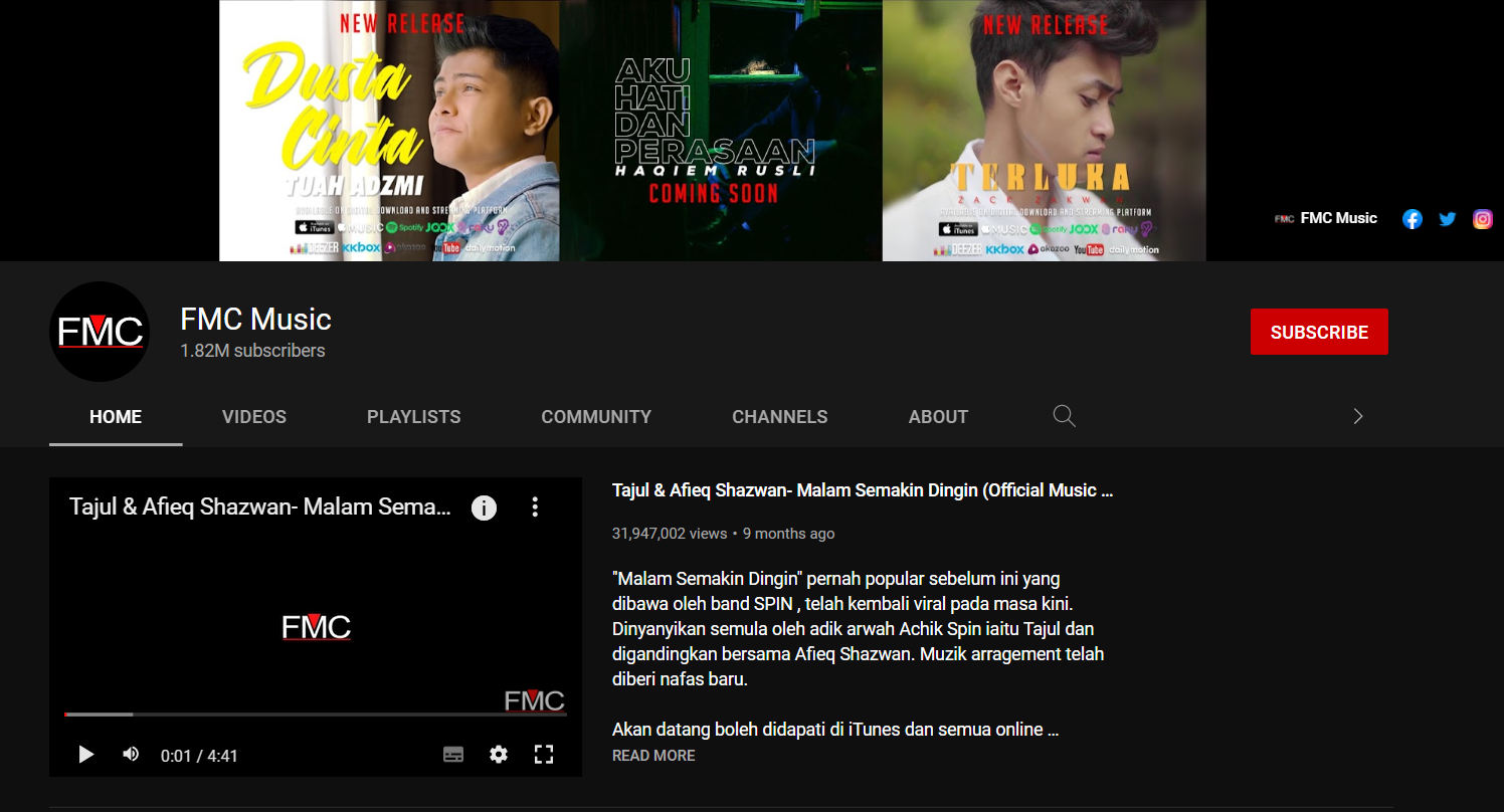 YouTube has decided that they will remove FMC Music Sdn Bhd's channel. Image credit: YouTube