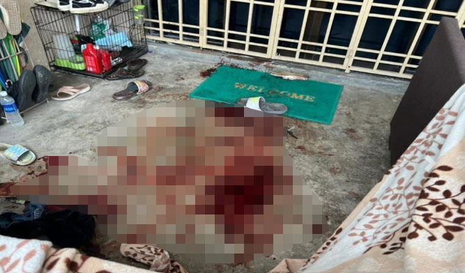 A 26-year-old woman and her baby were allegedly killed by her husband before he fled naked. Image credit: BERNAMA