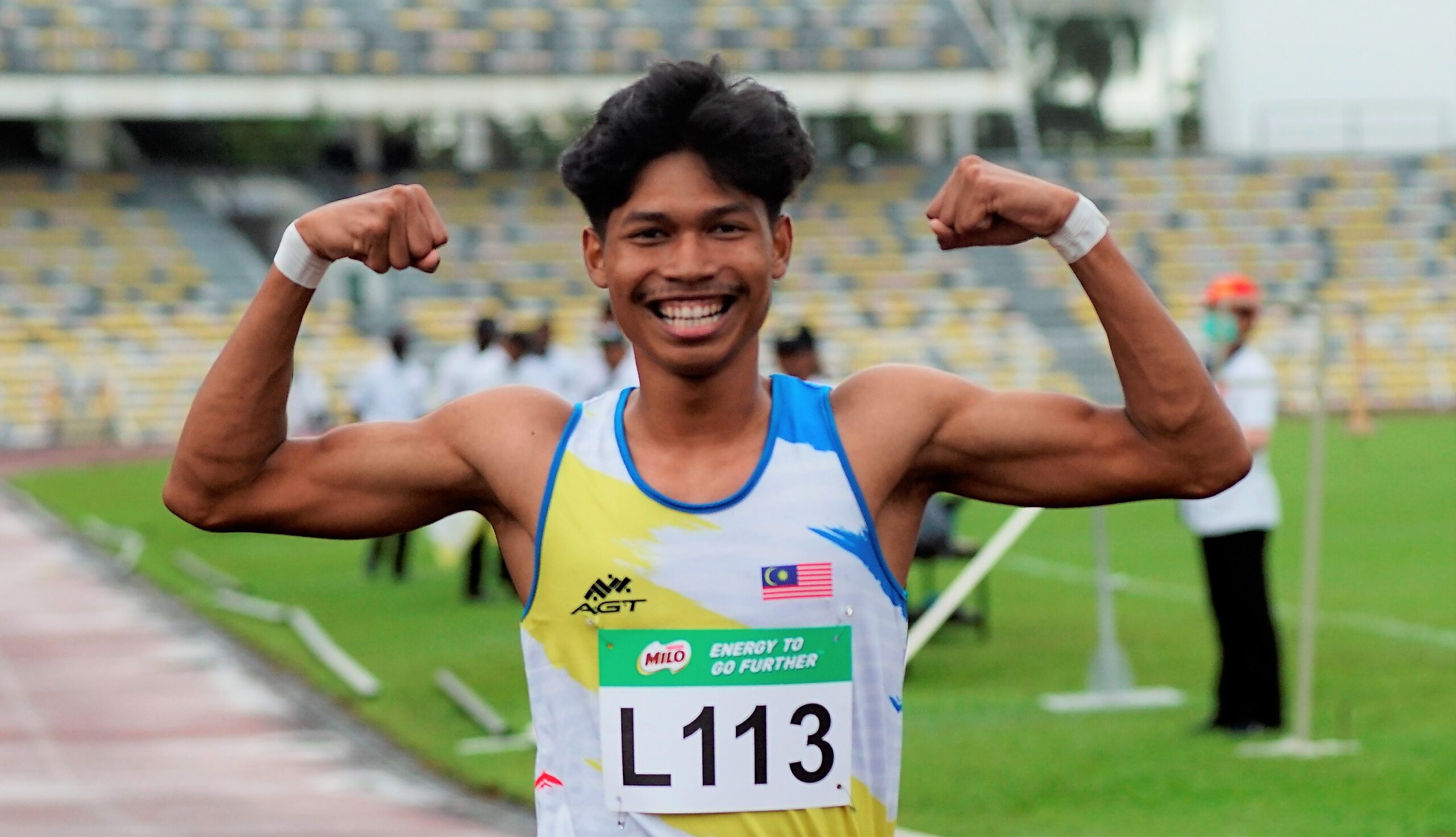 Azeem has just become the nation's latest record holder for the shortest ever time clocked for a 100-meter sprint. Image credit: Utusan Malaysia