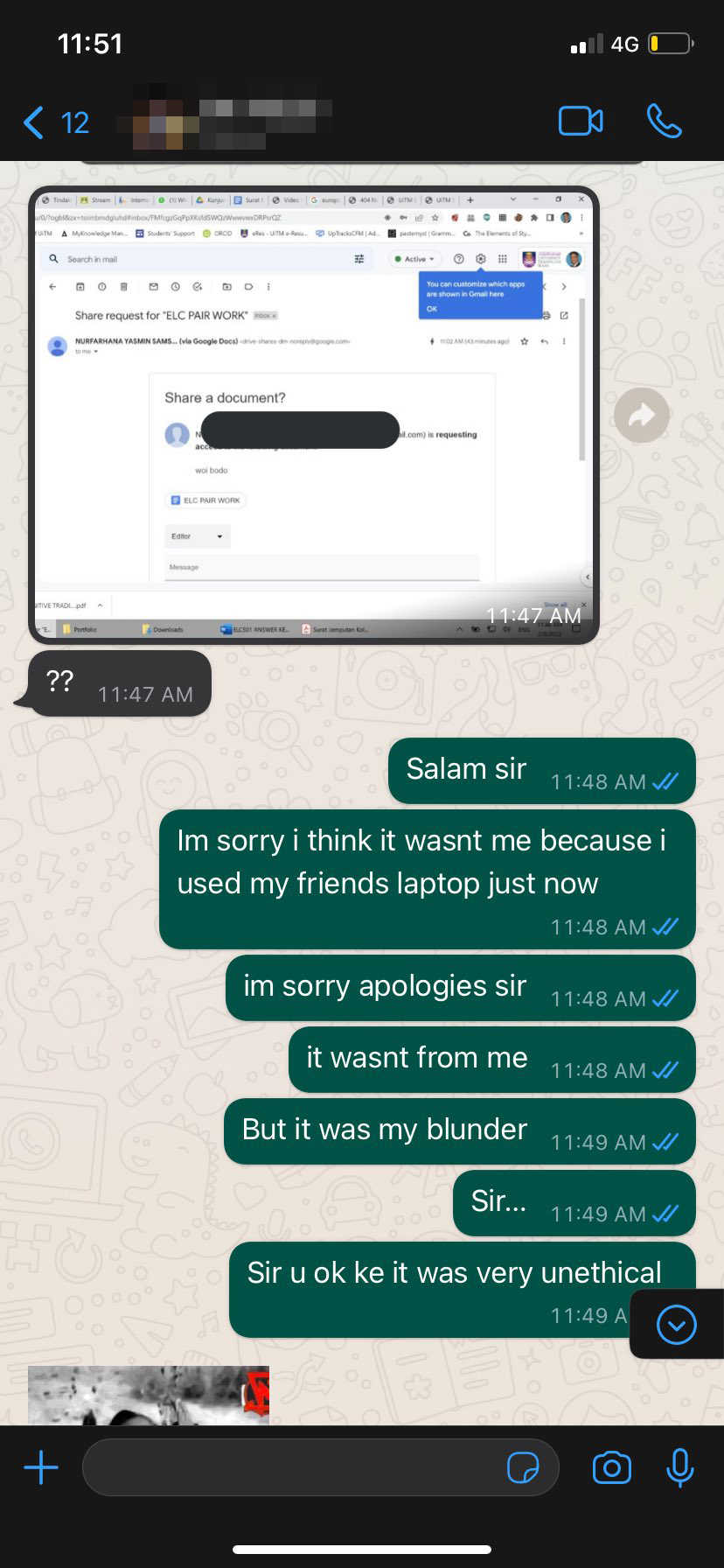 Local student Yasmin accidentally addressed her lecturer as 'bodo' in a hilarious blunder. Image credit: samsuydin